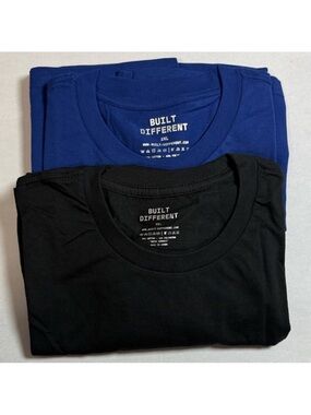 Built Different Men's 2 Pack Premium Crew Neck Tees-Size 2XL-Royal Blue & Black